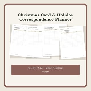 Christmas Card and Holiday Correspondence Planner printable cover
