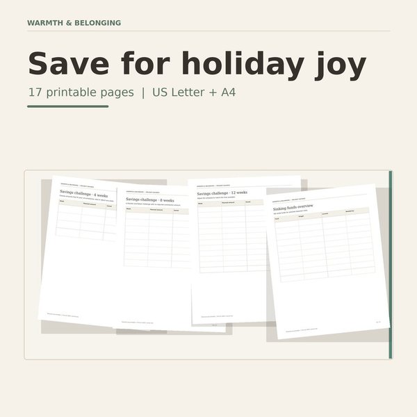 Holiday Budget and Savings Tracker printable preview