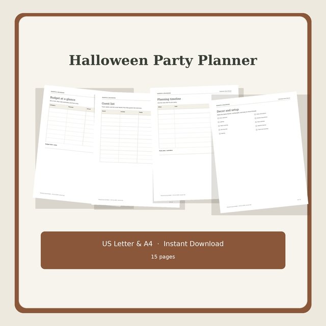 Halloween Party Planner printable cover page
