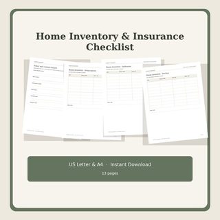 Home Inventory and Insurance Checklist printable cover page