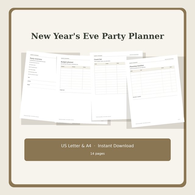 New Year's Eve Party Planner printable cover page