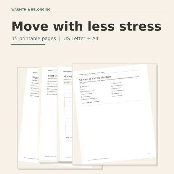 Moving Planner Bundle printable preview