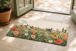 Wildflower Neighborhood illustrated doormat