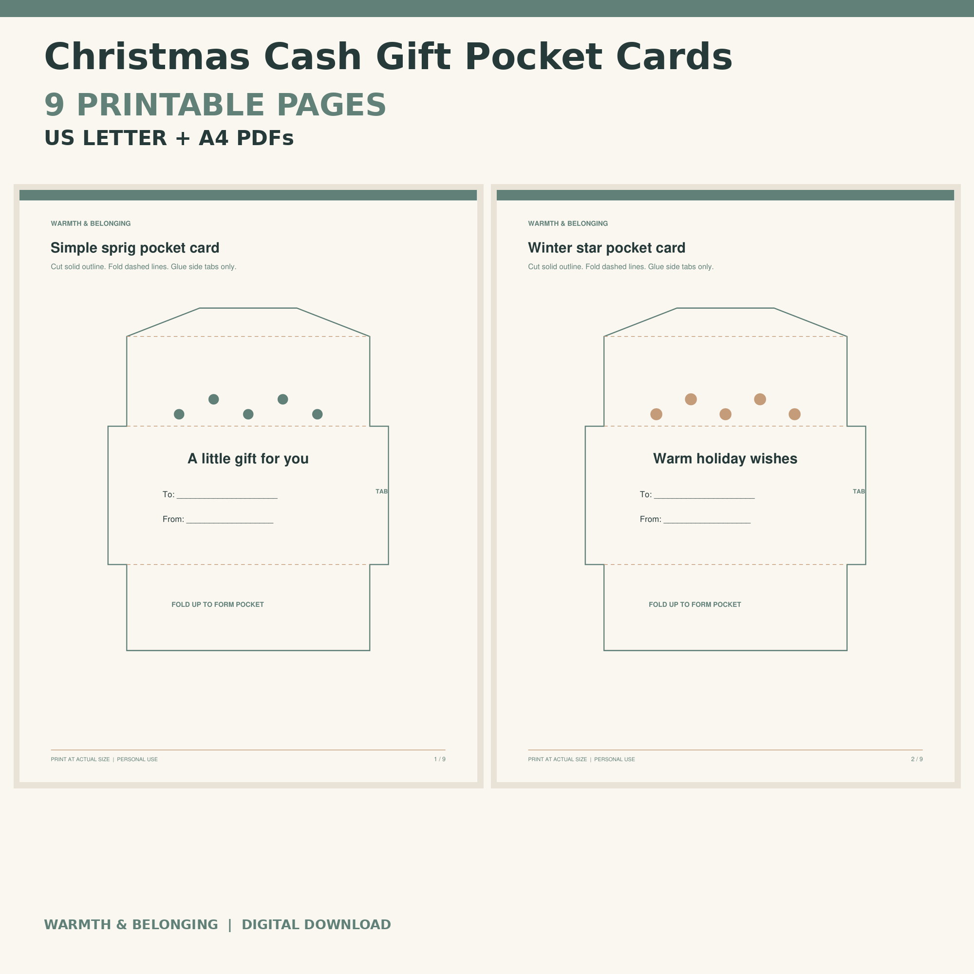 Christmas Money Holder Printable Cards printable cover