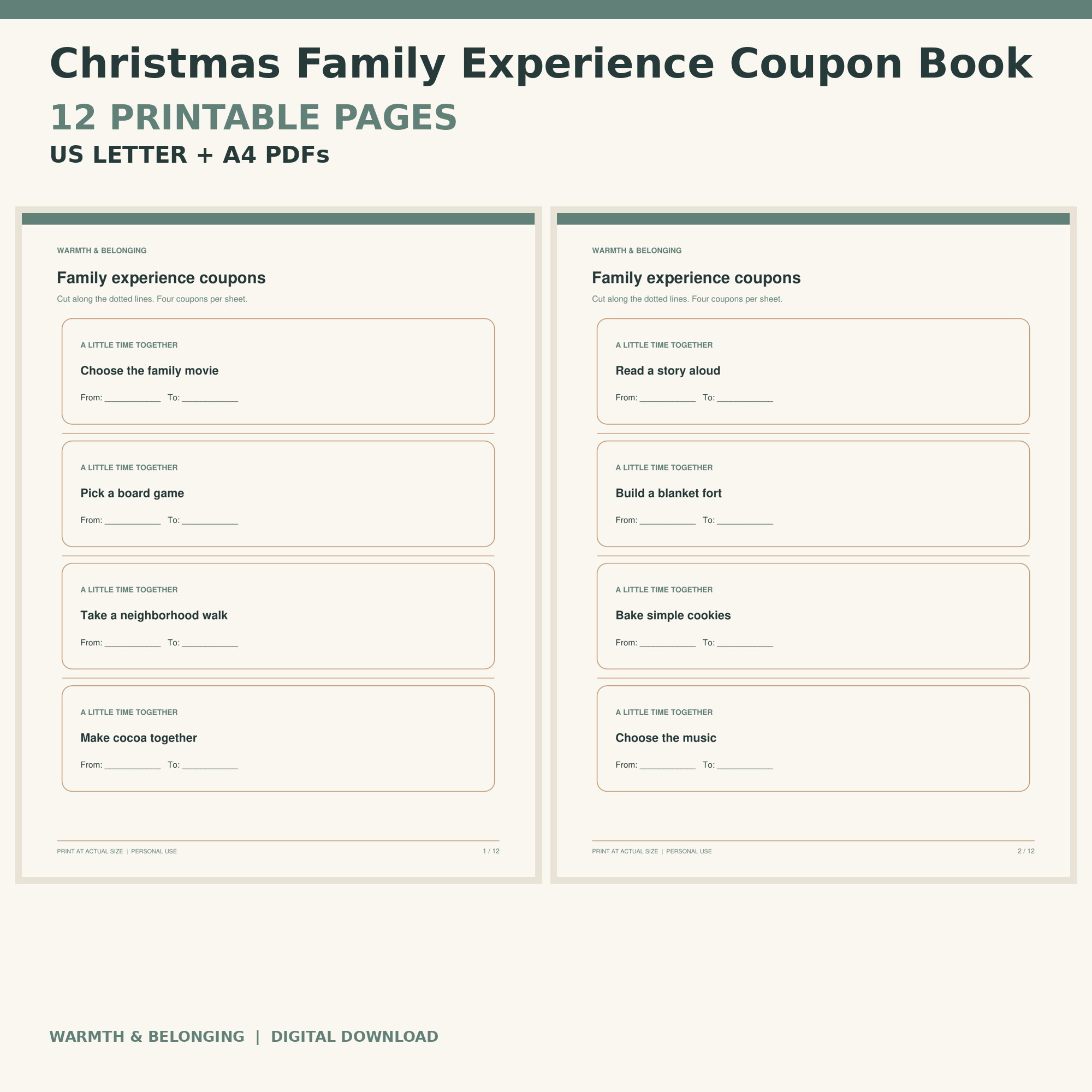 Christmas Coupon Book Printable for Families printable cover