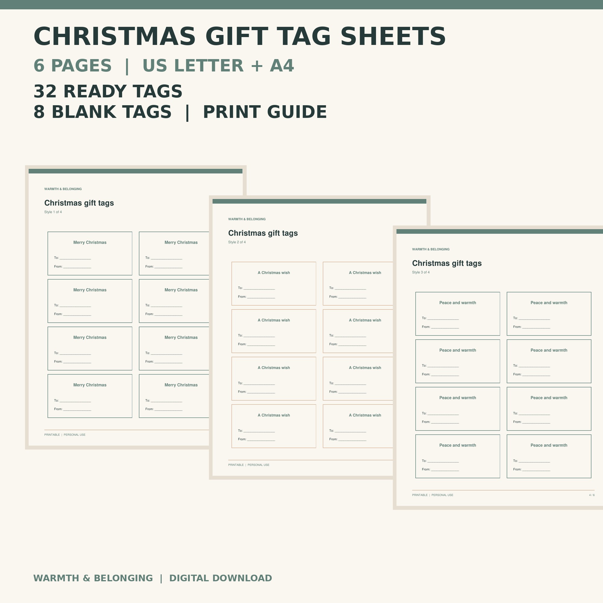 Minimalist Christmas Gift Tags Printable printable cover