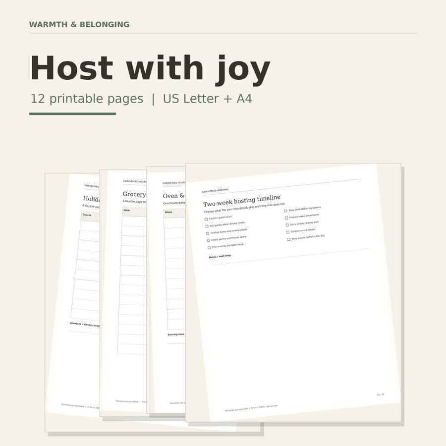 Christmas Hosting Planner printable cover