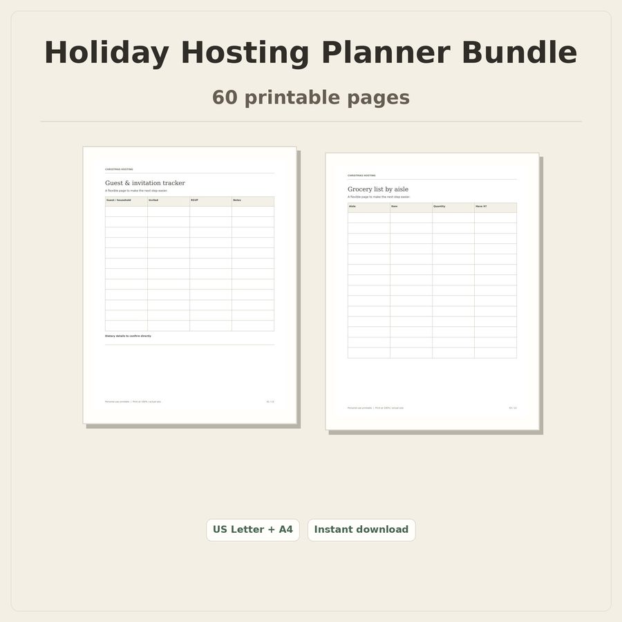 Holiday Hosting Planner Bundle printable cover