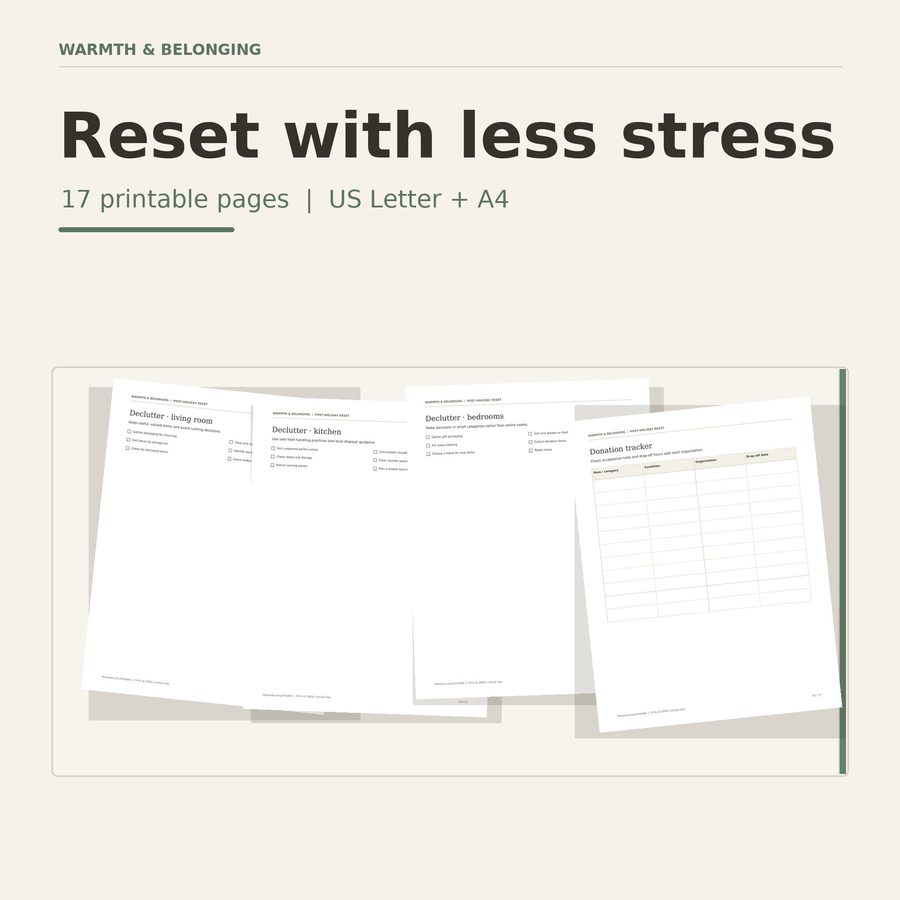 Post Holiday Reset and Declutter Planner printable cover