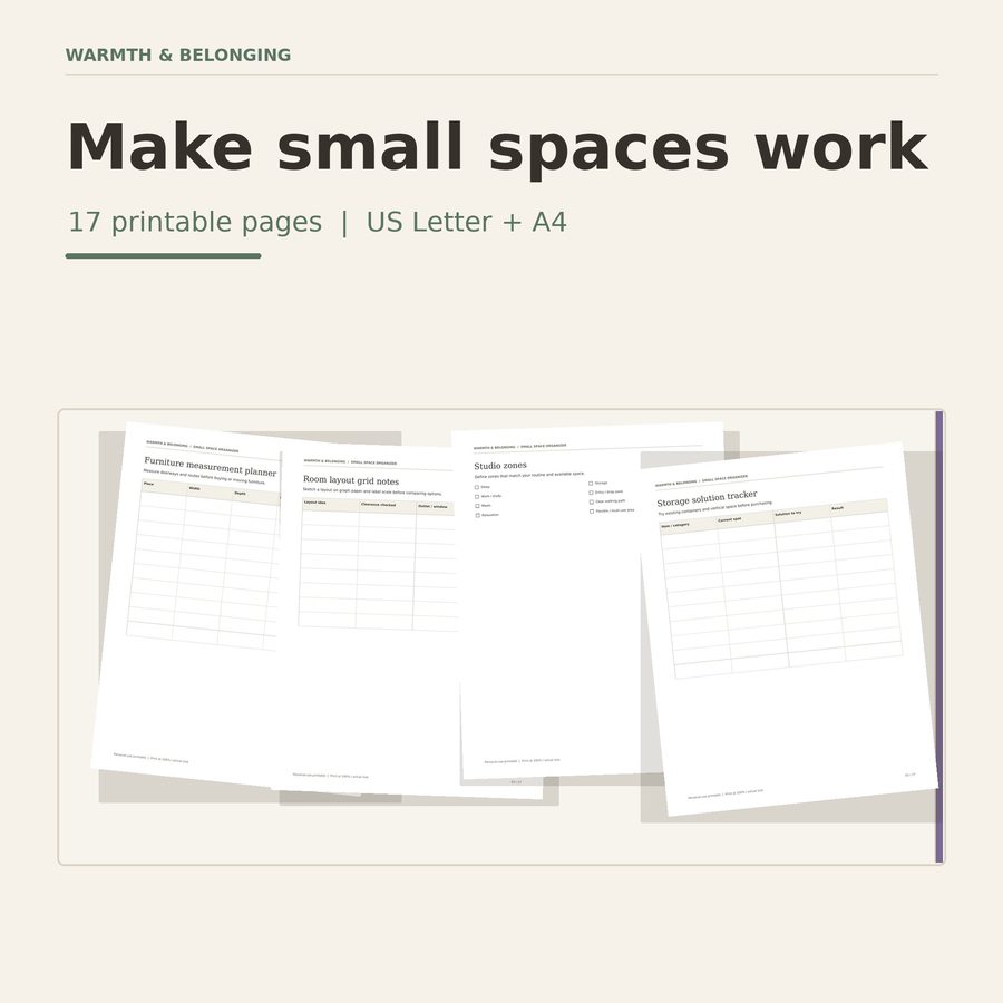 Studio Apartment Planner printable cover