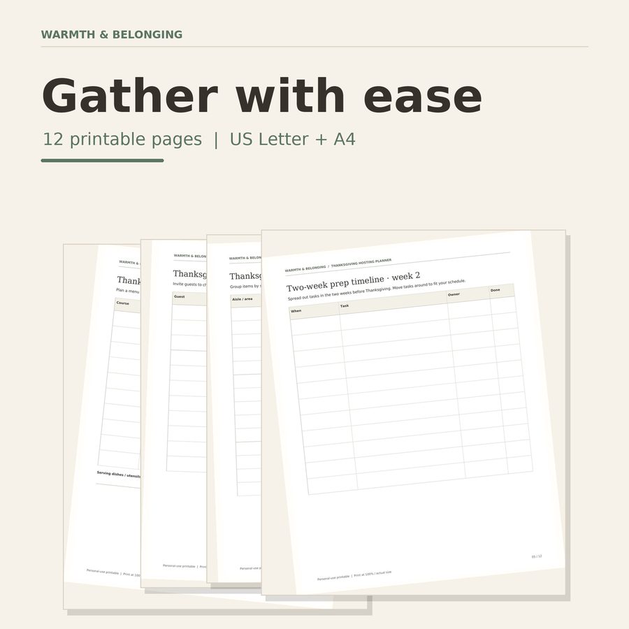 Thanksgiving Hosting Planner printable cover