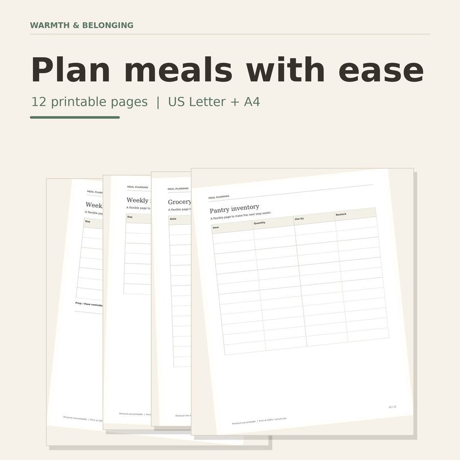 Weekly Meal Planner printable cover