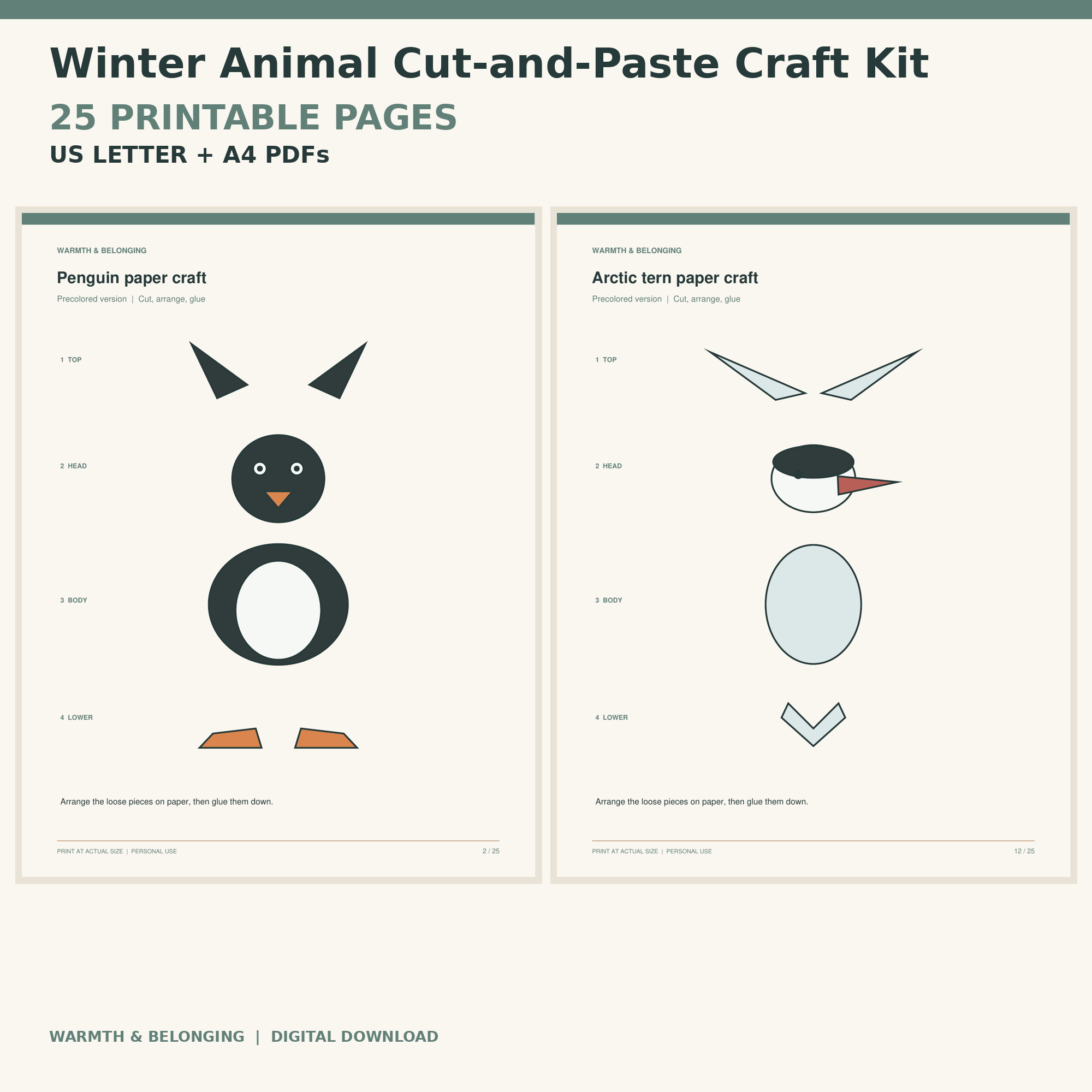 Winter Animal Cut and Paste Crafts Printable printable cover